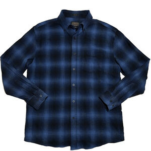 Pendleton Mason Cotton Flannel Shirt Mens Size M Button Down Long Sleeve Blue